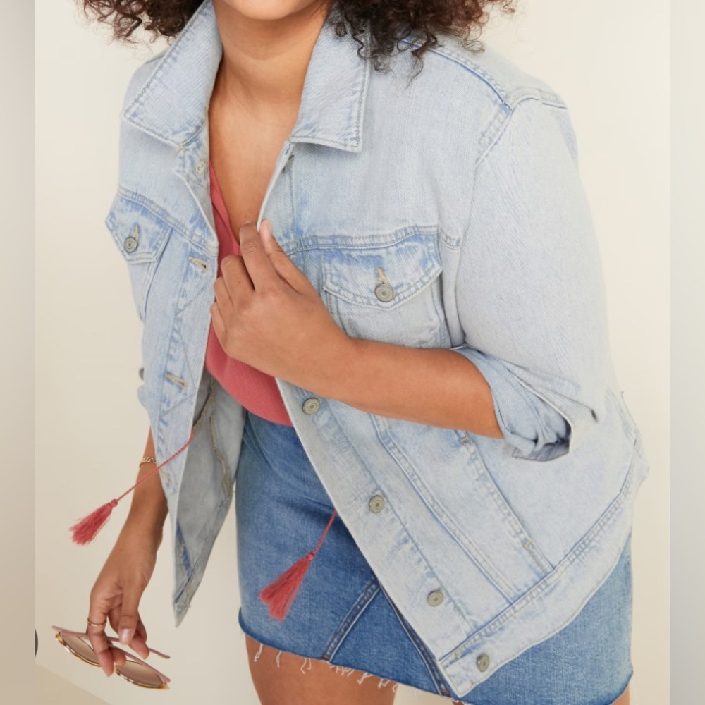Light-Wash Boyfriend Plus-Size Jean Jacket